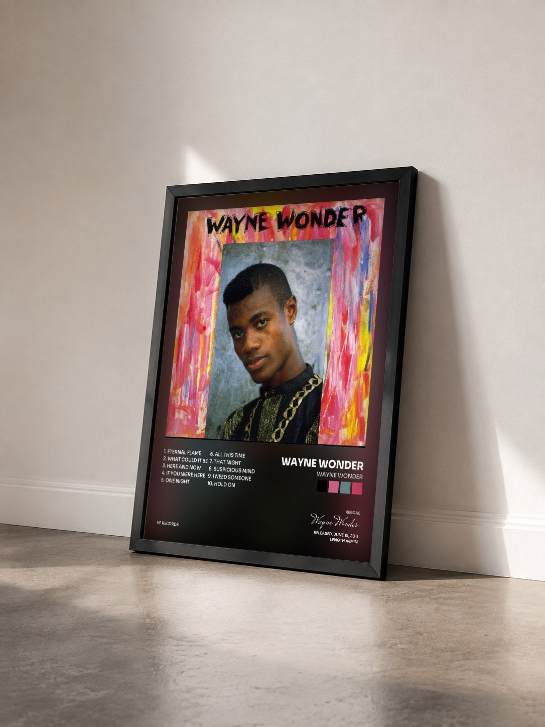 #noir Tableau de l'album Wayne Wonder de Wayne Wonder vu de trois quarts, cadre noir