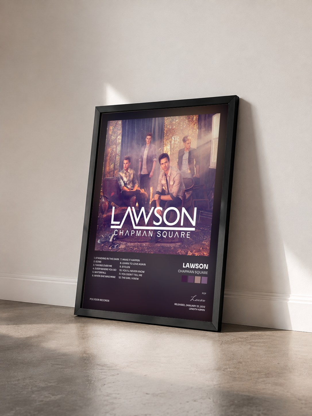 #noir Tableau de l'album Chapman Square de Lawson vu de trois quarts, cadre noir