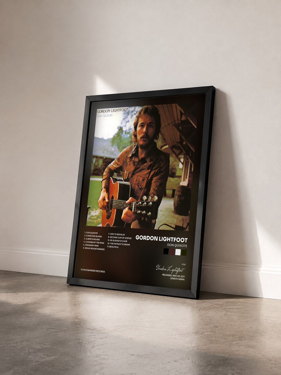 #noir Tableau de l'album Don Quixote de Gordon Lightfoot vu de trois quarts, cadre noir