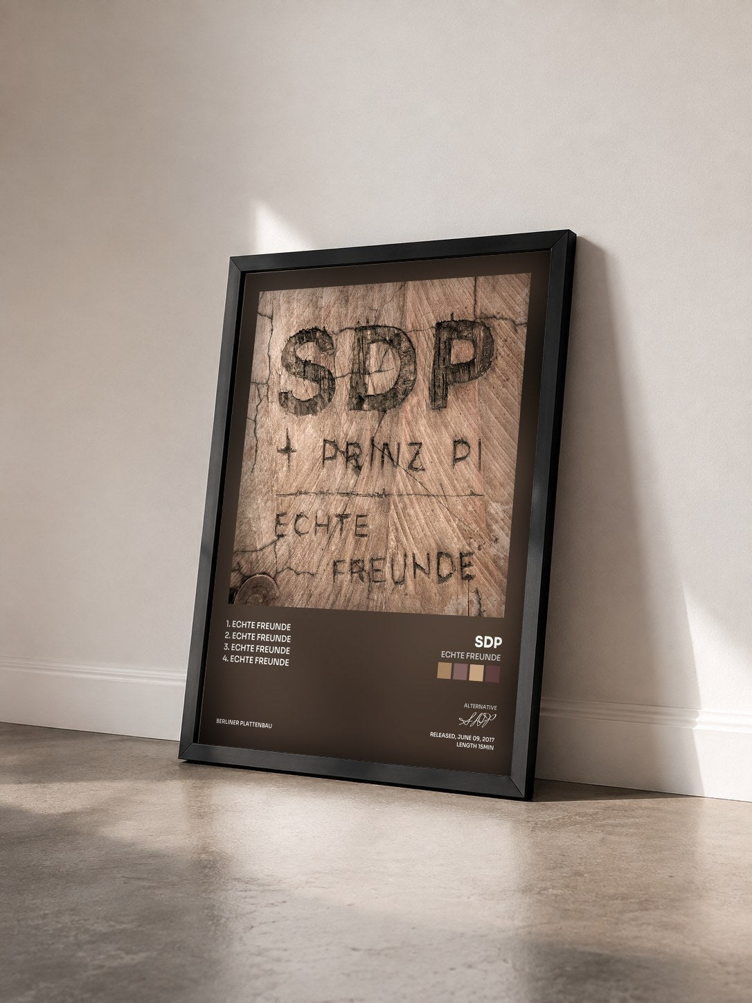 #noir Tableau de l'album Echte Freunde de SDP vu de trois quarts, cadre noir