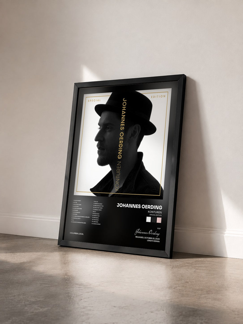 #noir Tableau de l'album Konturen (Special Edition) de Johannes Oerding vu de trois quarts, cadre noir