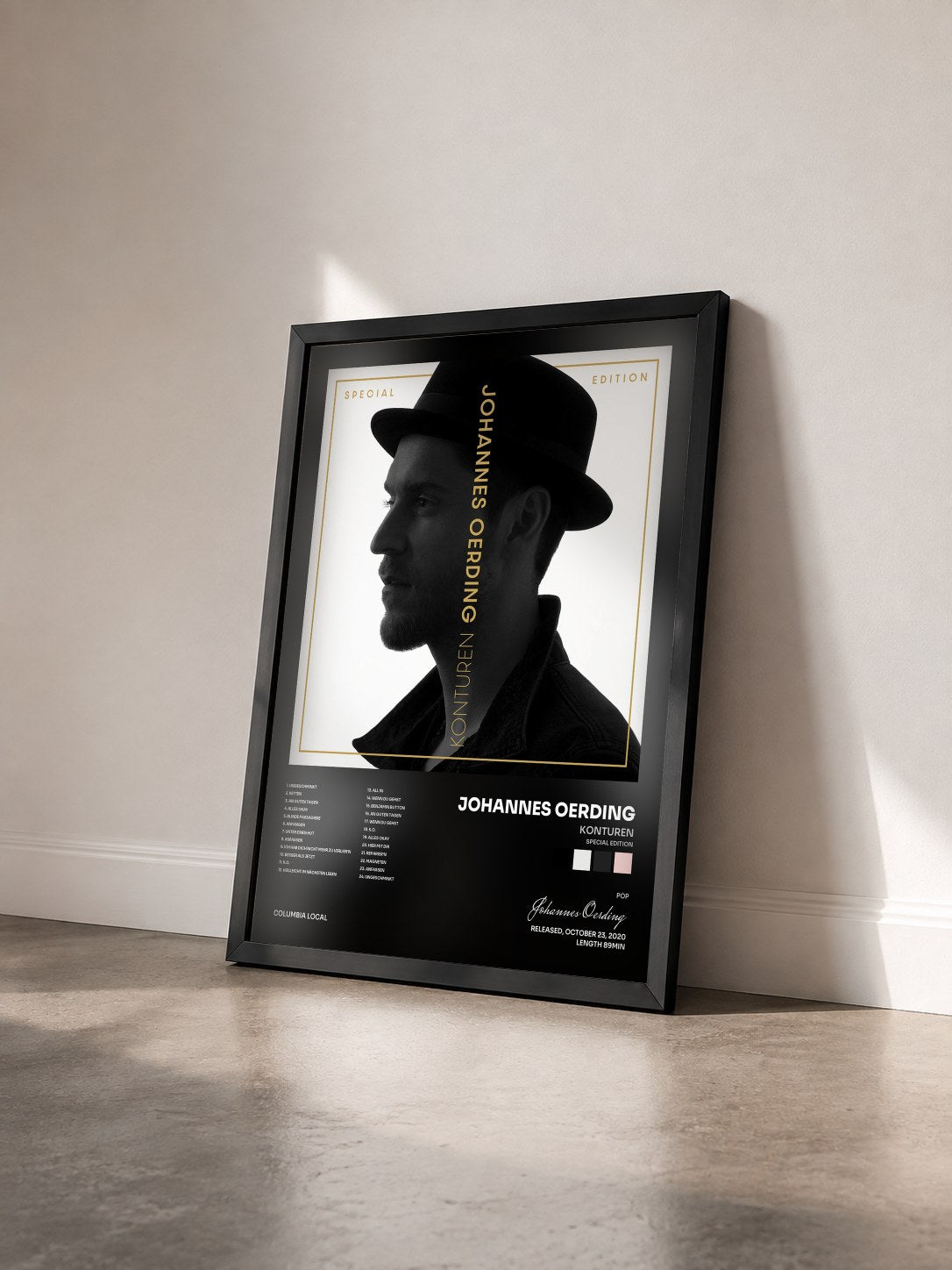 #noir Tableau de l'album Konturen (Special Edition) de Johannes Oerding vu de trois quarts, cadre noir
