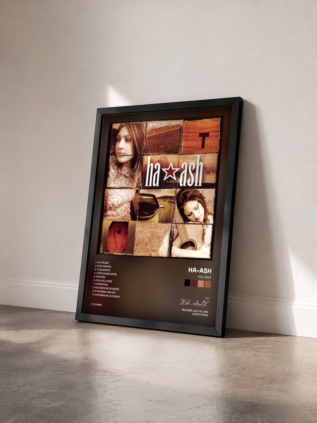 #noir Tableau de l'album HA-ASH de HA-ASH vu de trois quarts, cadre noir