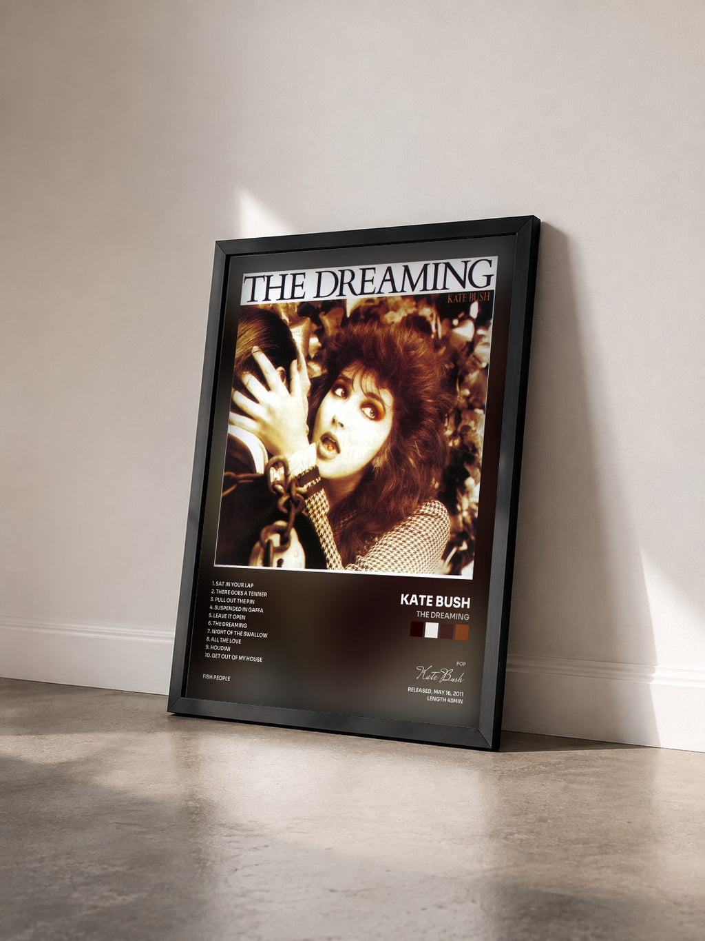 #noir Tableau de l'album The Dreaming de Kate Bush vu de trois quarts, cadre noir