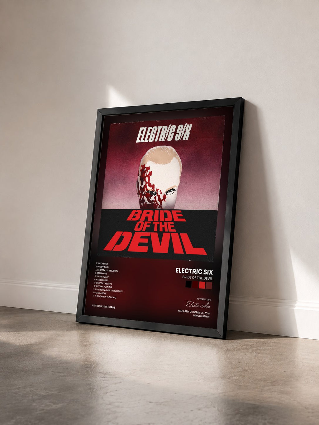 #noir Tableau de l'album Bride of the Devil de Electric Six vu de trois quarts, cadre noir