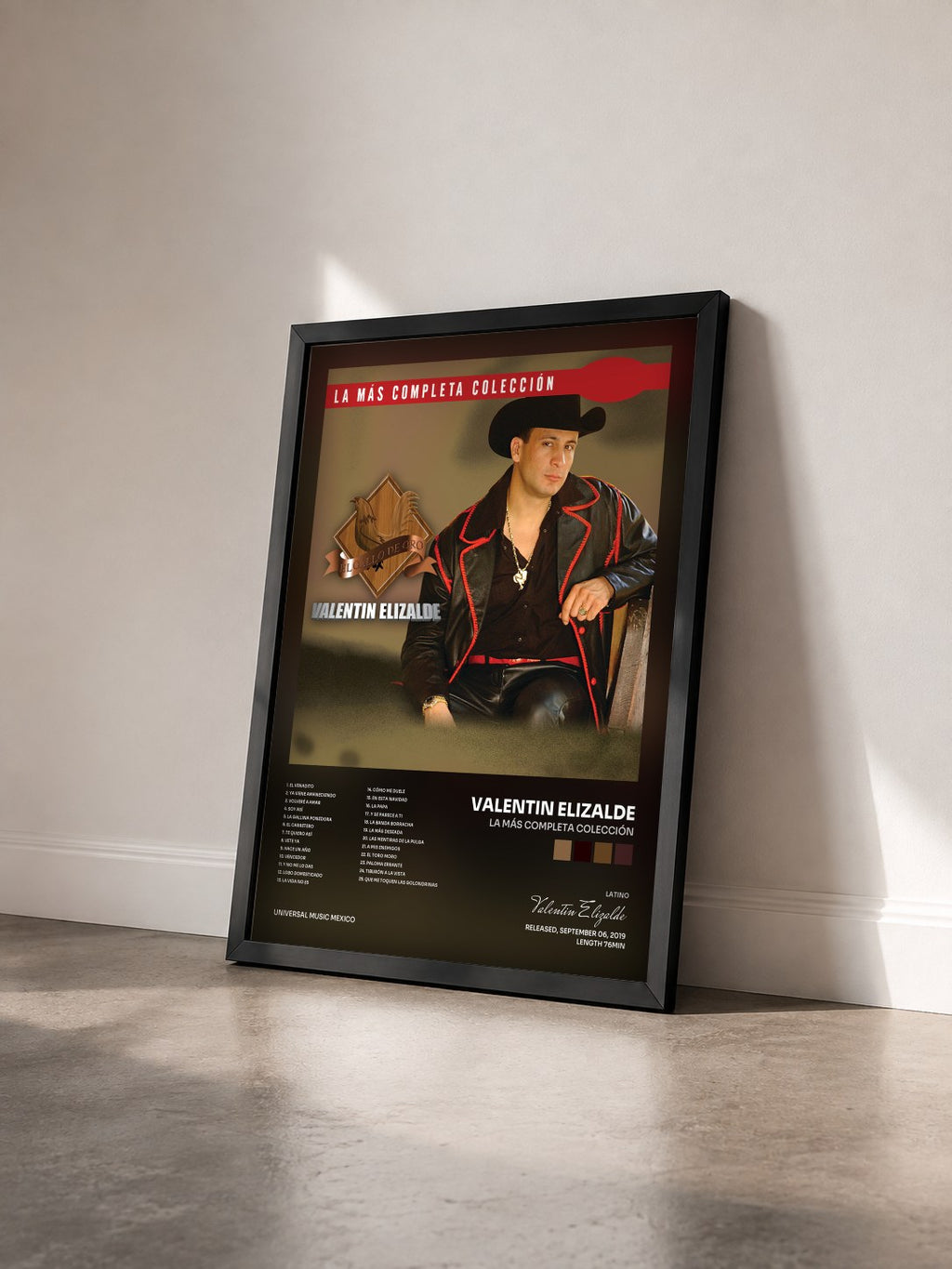 #noir Tableau de l'album La Más Completa Colección de Valentin Elizalde vu de trois quarts, cadre noir