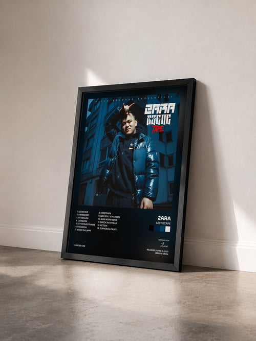 #noir Szenetape by 2ara as a framed art print seen at an angle, black frame