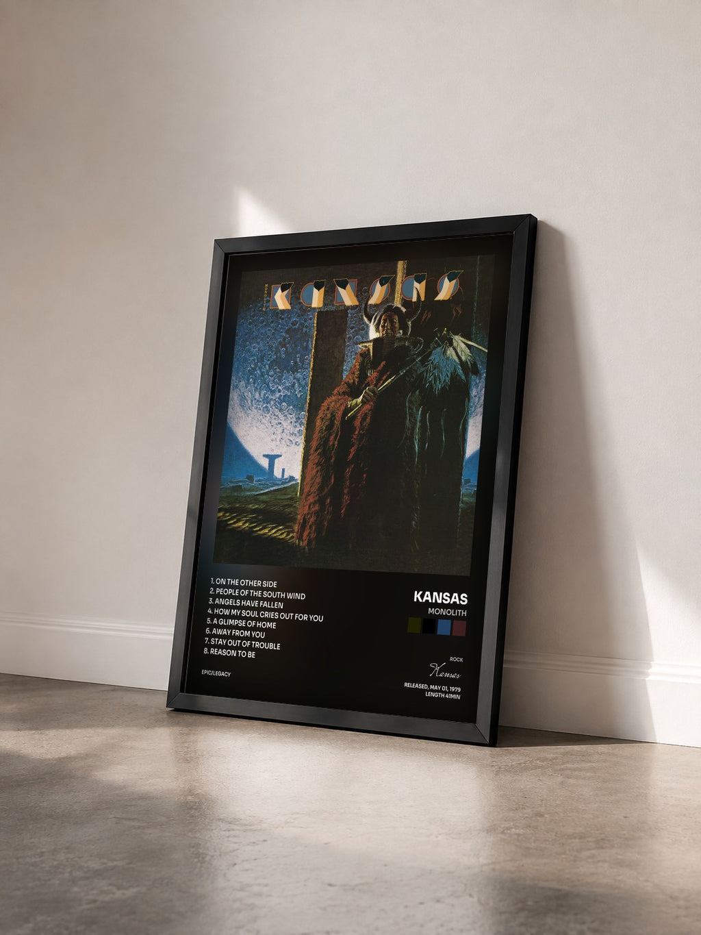 #noir Tableau de l'album Monolith de Kansas vu de trois quarts, cadre noir
