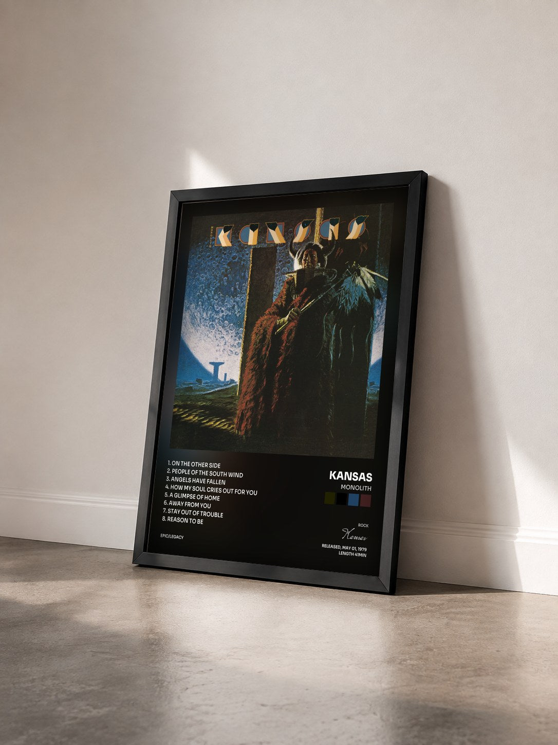 #noir Tableau de l'album Monolith de Kansas vu de trois quarts, cadre noir