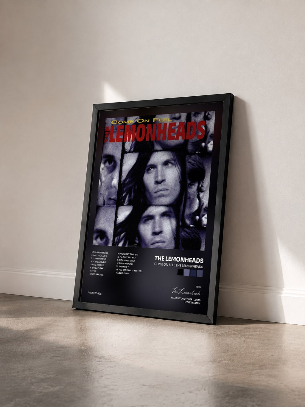 #noir Tableau de l'album Come on Feel The Lemonheads de The Lemonheads vu de trois quarts, cadre noir