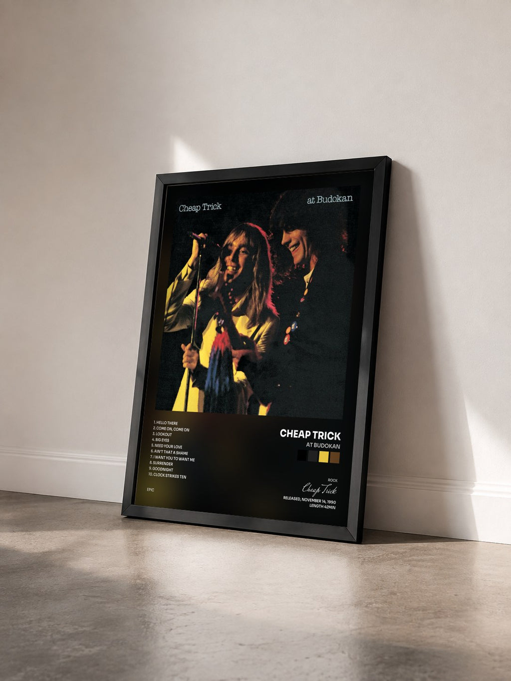 #noir Tableau de l'album At Budokan de Cheap Trick vu de trois quarts, cadre noir