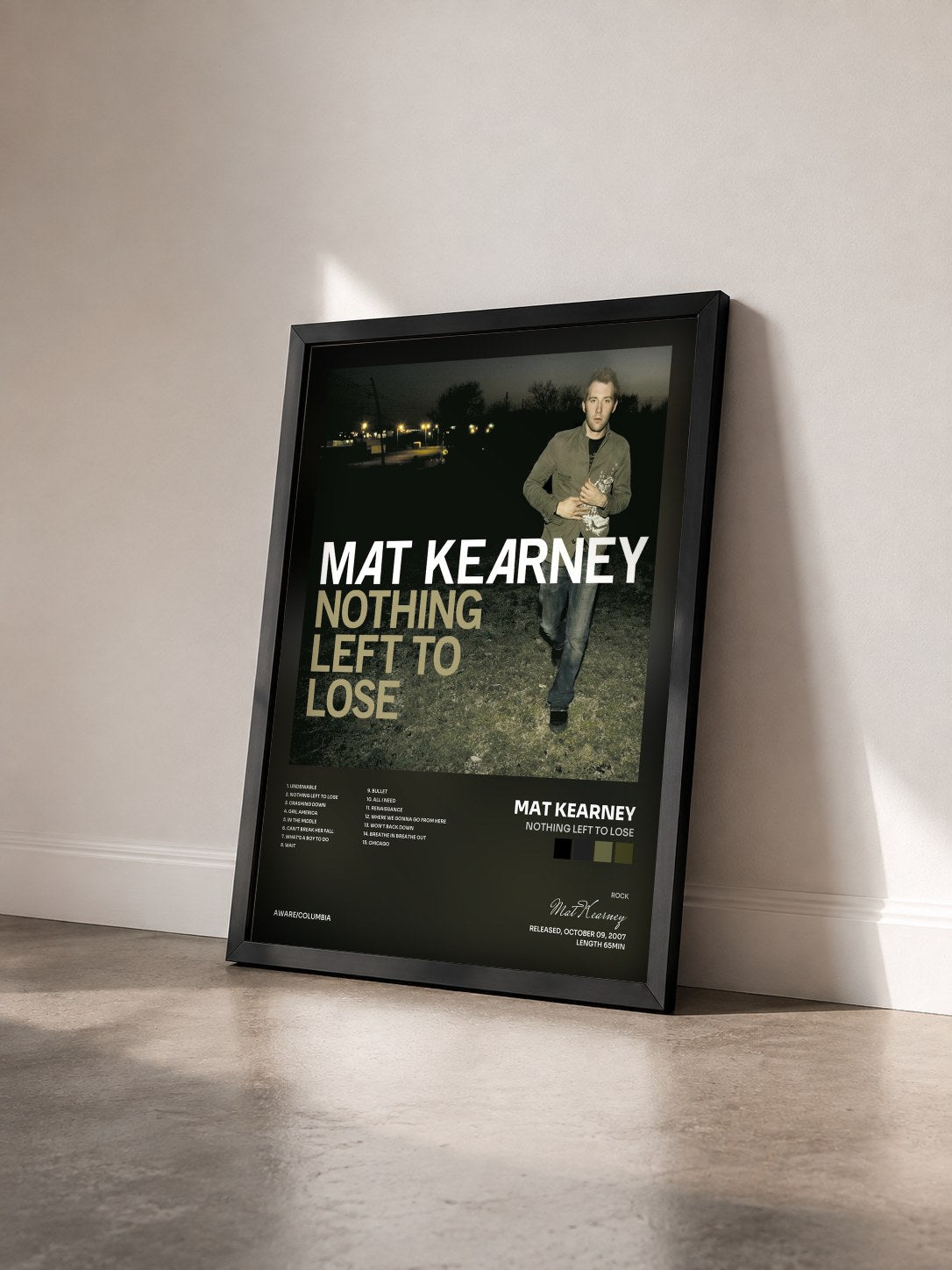 #noir Tableau de l'album Nothing Left To Lose de Mat Kearney vu de trois quarts, cadre noir