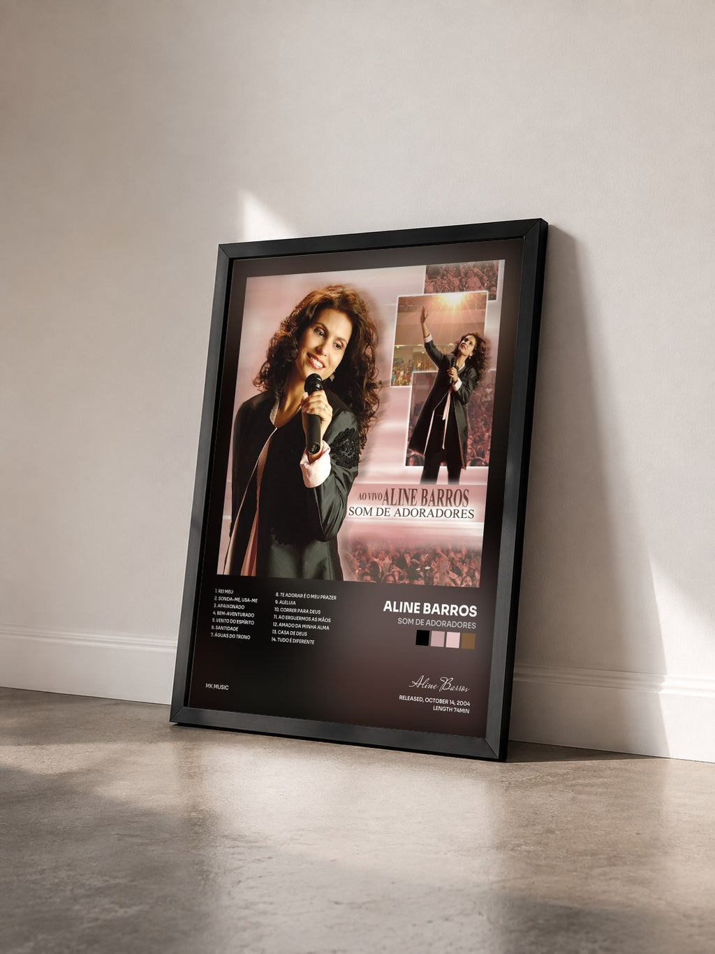 #noir Tableau de l'album Som de Adoradores de Aline Barros vu de trois quarts, cadre noir