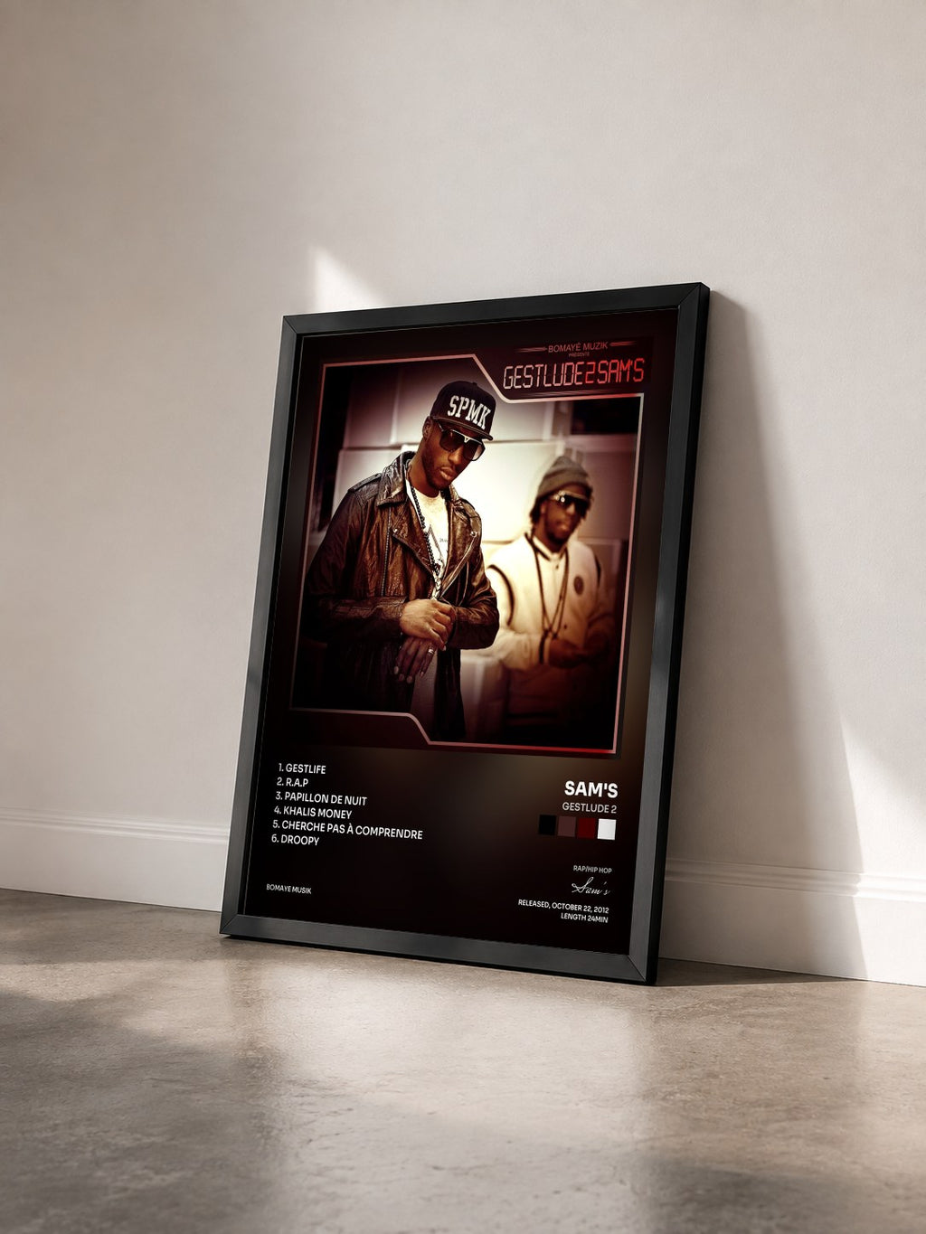#noir Tableau de l'album Gestlude 2 de Sam's vu de trois quarts, cadre noir