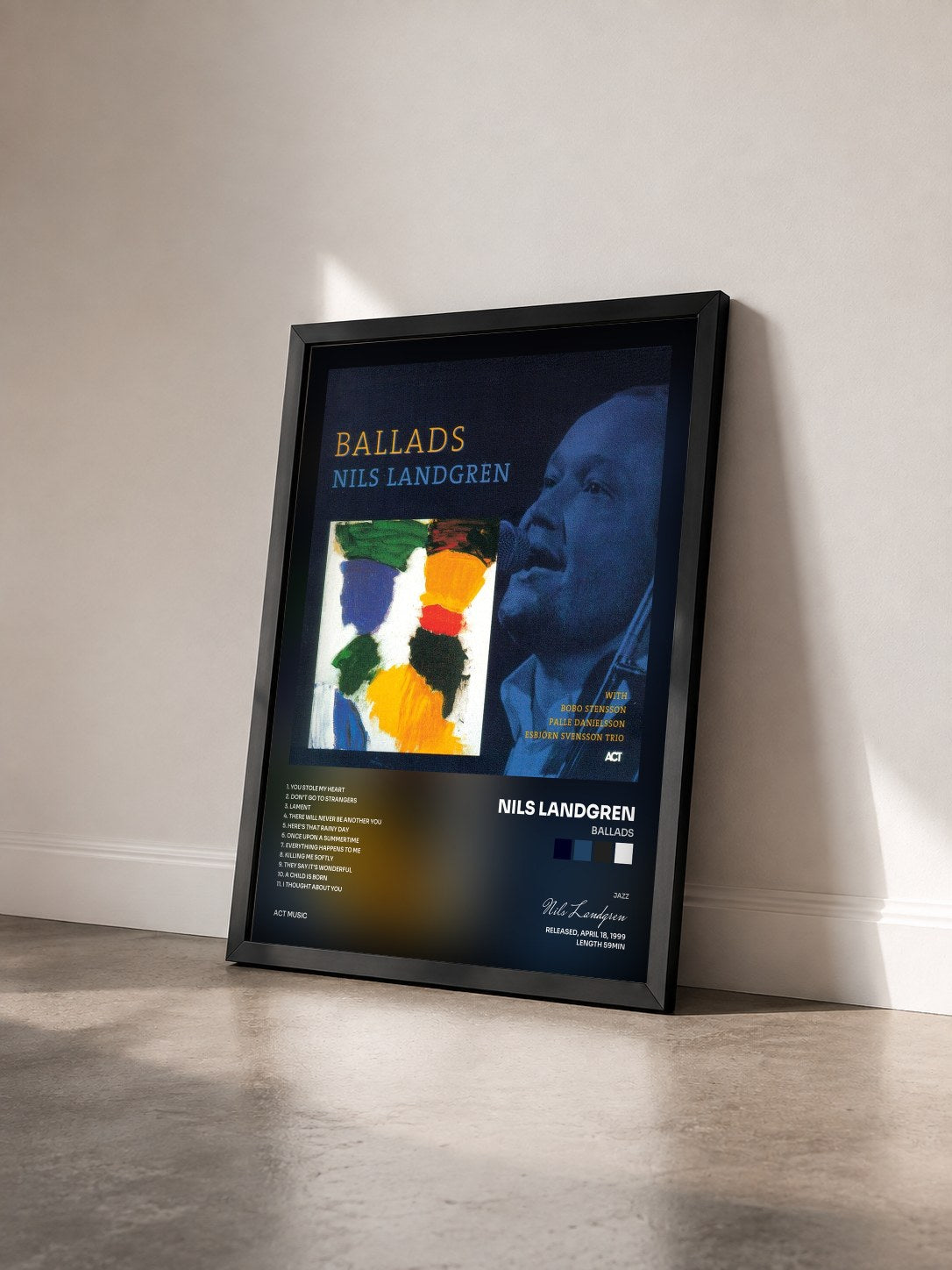 #noir Tableau de l'album Ballads de Nils Landgren vu de trois quarts, cadre noir