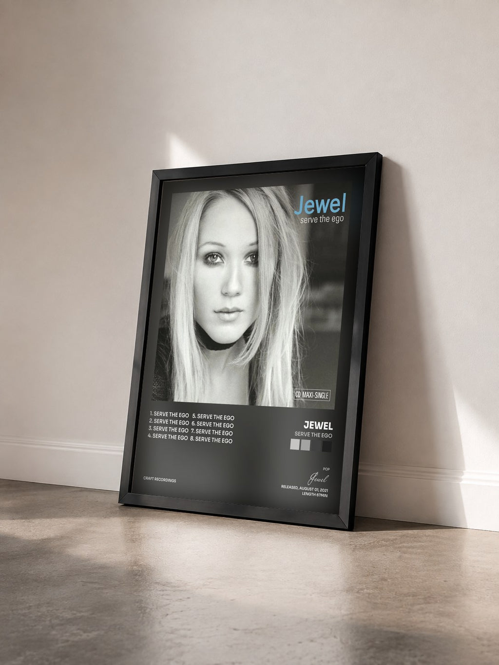 #noir Tableau de l'album Serve The Ego de Jewel vu de trois quarts, cadre noir