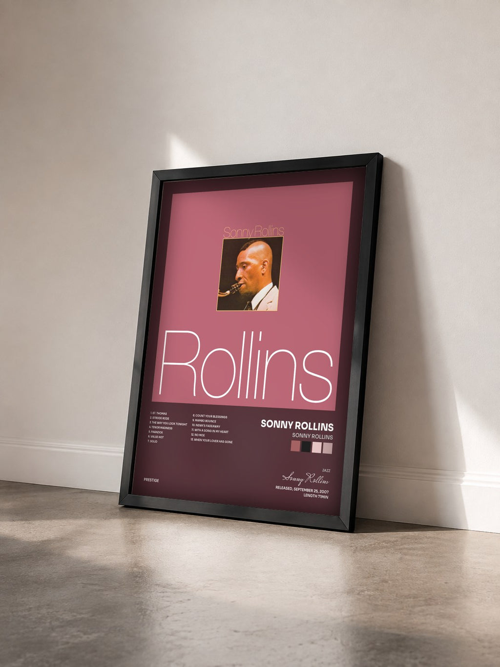 #noir Tableau de l'album Sonny Rollins de Sonny Rollins vu de trois quarts, cadre noir