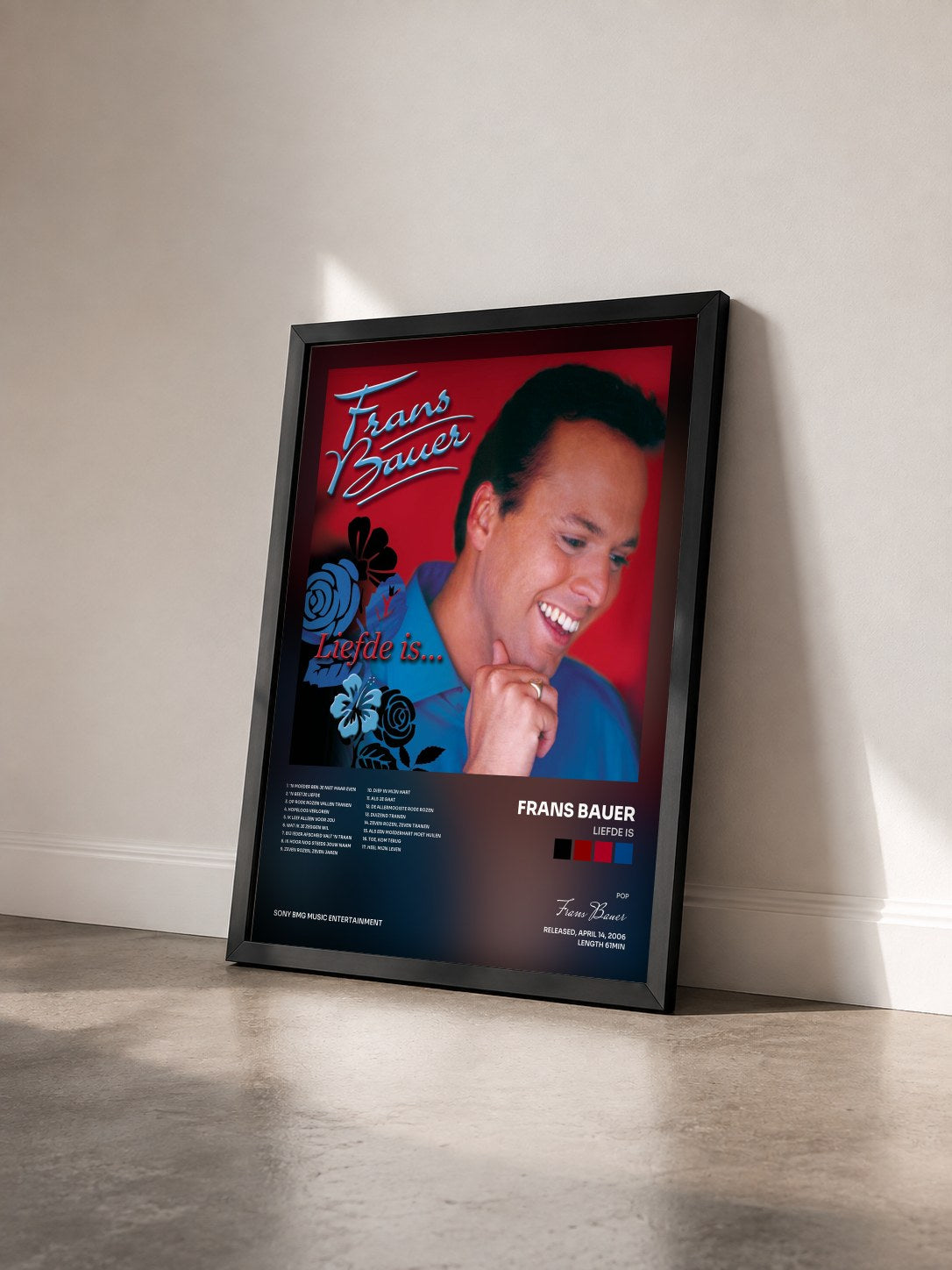 #noir Tableau de l'album Liefde Is de Frans Bauer vu de trois quarts, cadre noir