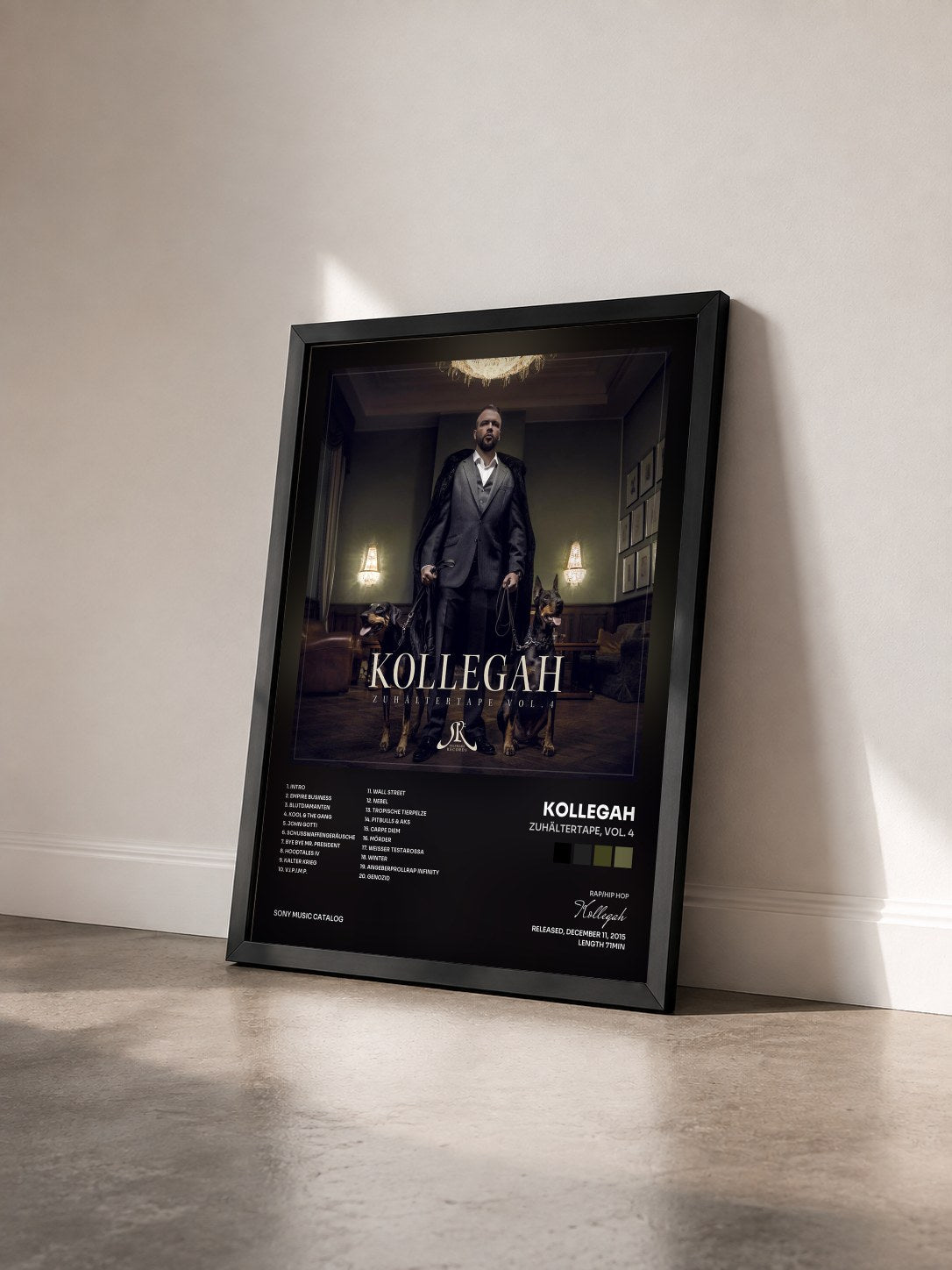 #noir Tableau de l'album Zuhältertape, Vol. 4 de Kollegah vu de trois quarts, cadre noir