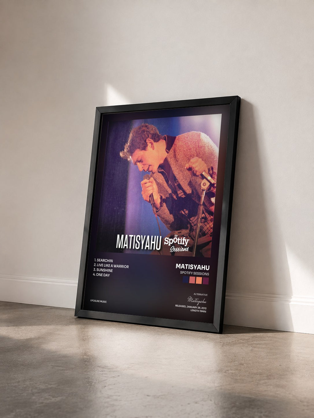 #noir Tableau de l'album Spotify Sessions de Matisyahu vu de trois quarts, cadre noir