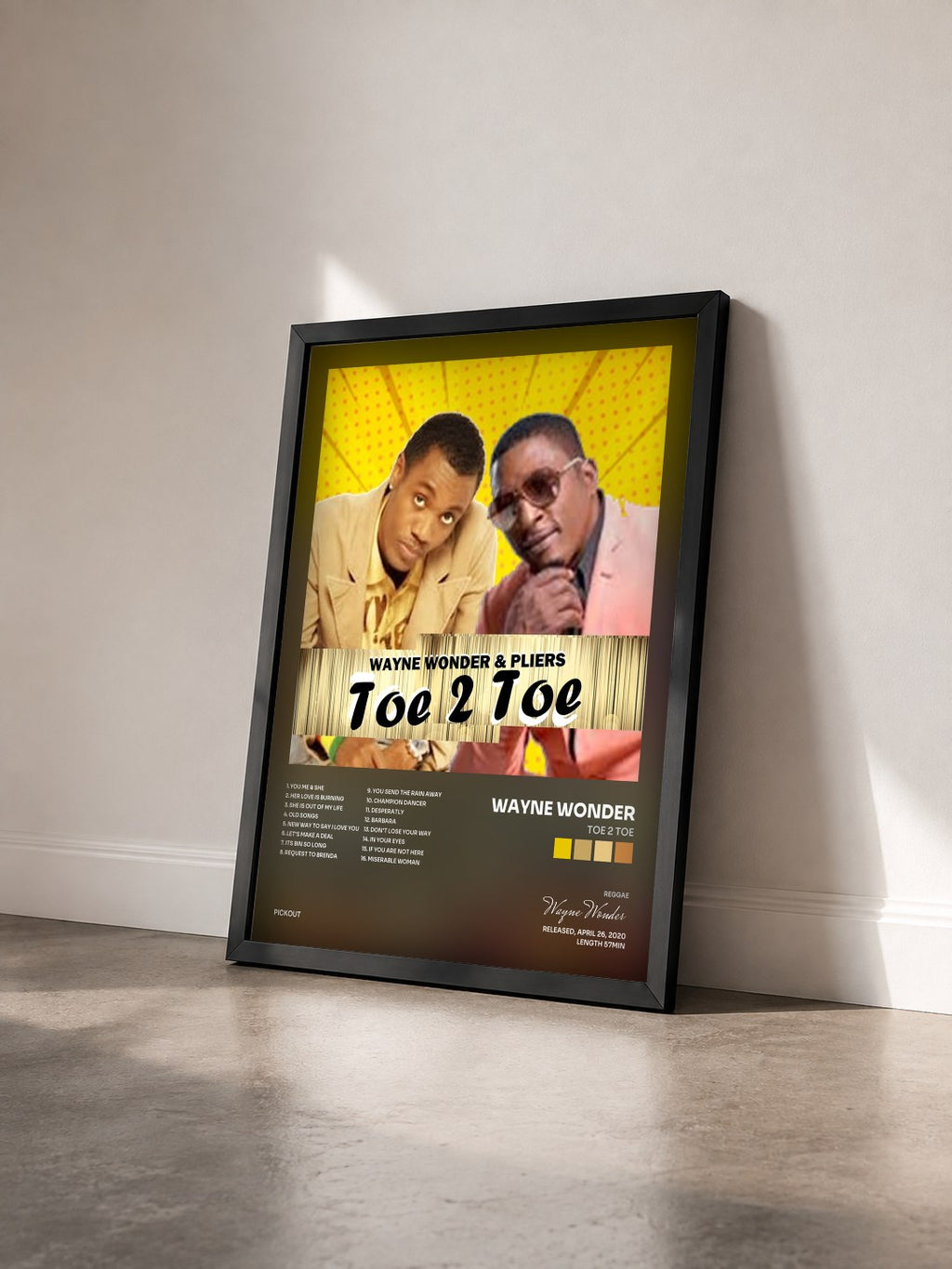 #noir Tableau de l'album Toe 2 Toe de Wayne Wonder vu de trois quarts, cadre noir