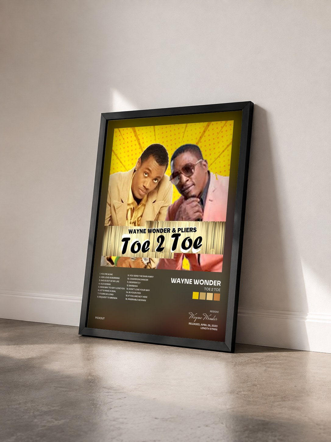 #noir Tableau de l'album Toe 2 Toe de Wayne Wonder vu de trois quarts, cadre noir