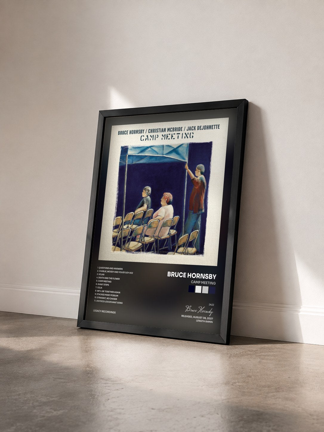 #noir Tableau de l'album Camp Meeting de Bruce Hornsby vu de trois quarts, cadre noir