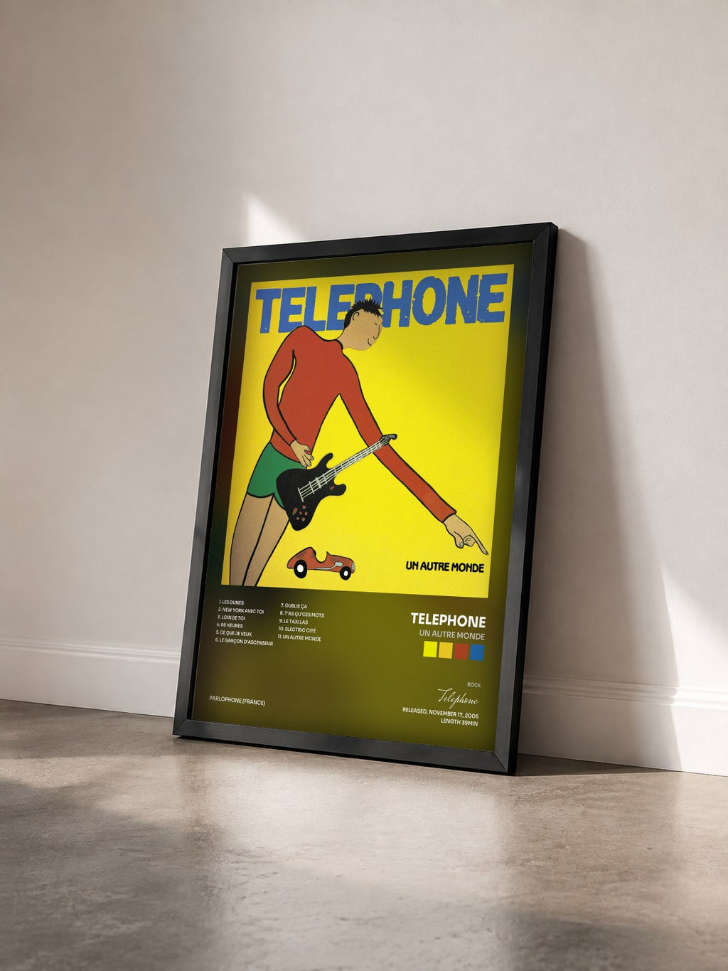#noir Tableau de l'album Un Autre Monde de Telephone vu de trois quarts, cadre noir