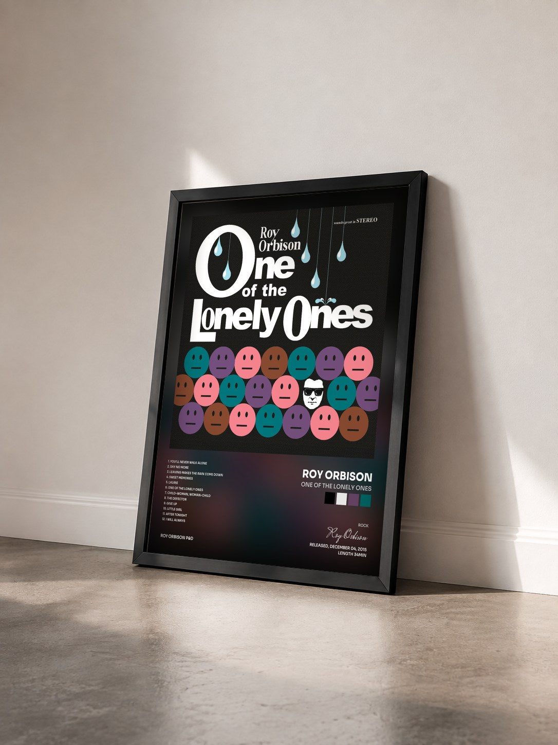 #noir Tableau de l'album One Of The Lonely Ones de Roy Orbison vu de trois quarts, cadre noir