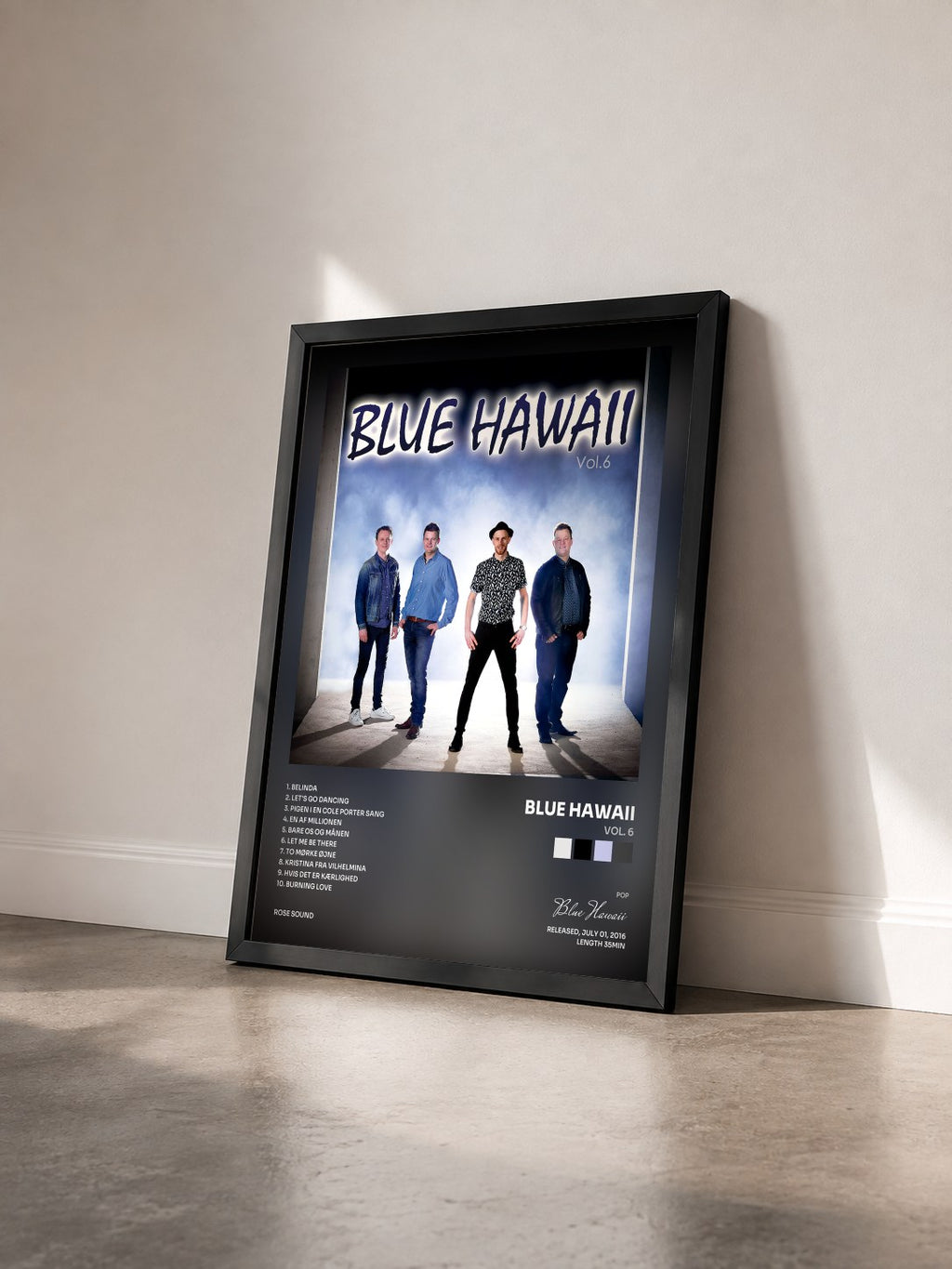#noir Tableau de l'album Vol. 6 de Blue Hawaii vu de trois quarts, cadre noir