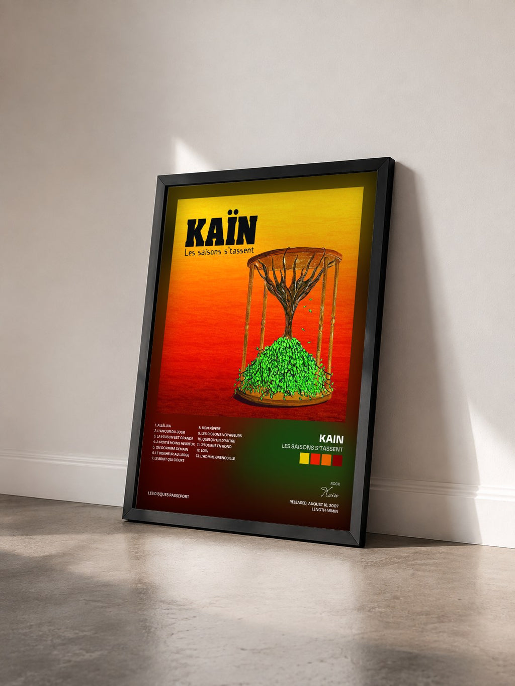 #noir Tableau de l'album Les saisons s'tassent de Kain vu de trois quarts, cadre noir