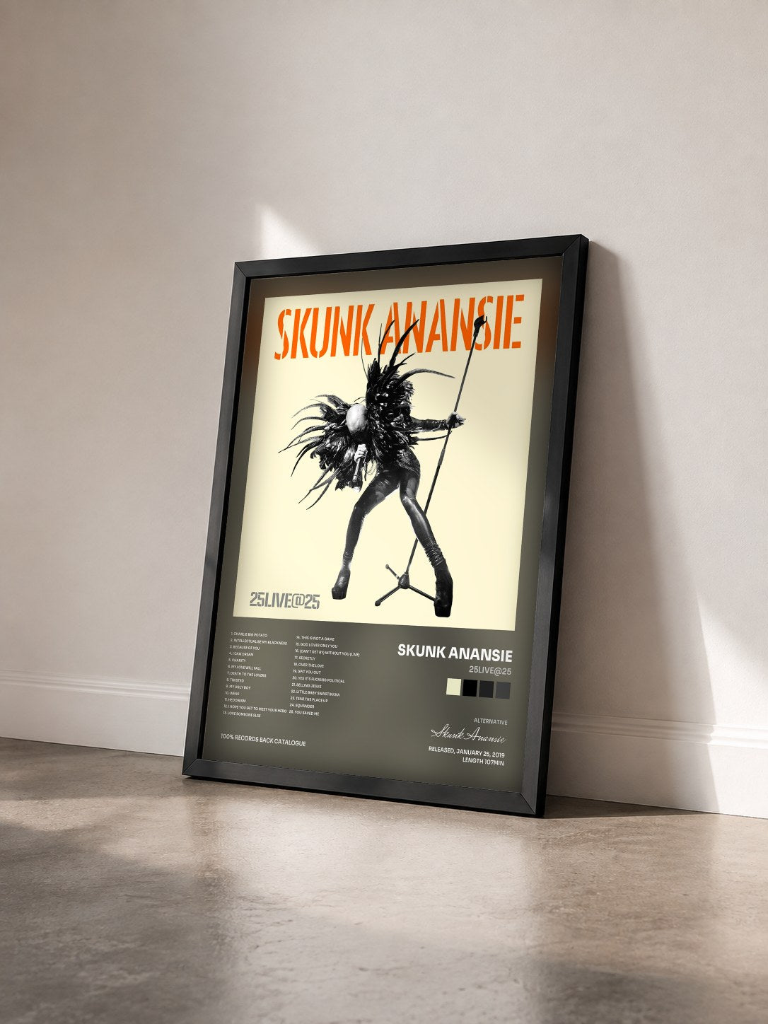 #noir Tableau de l'album 25LIVE@25 de Skunk Anansie vu de trois quarts, cadre noir