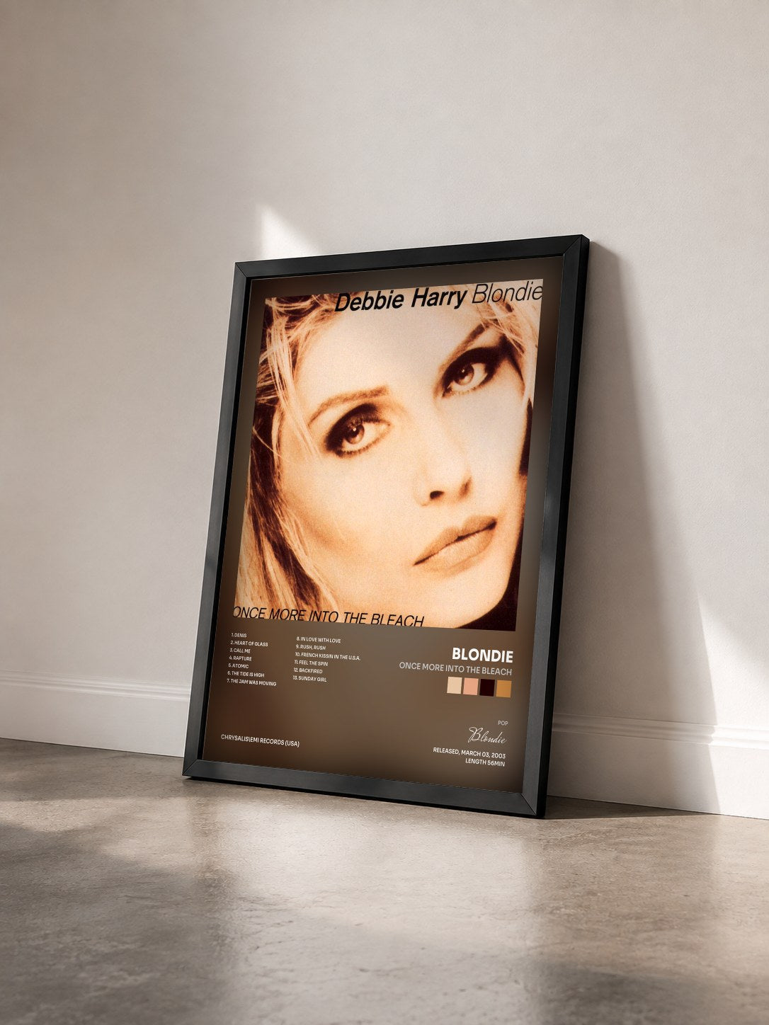 #noir Tableau de l'album Once More Into The Bleach de Blondie vu de trois quarts, cadre noir