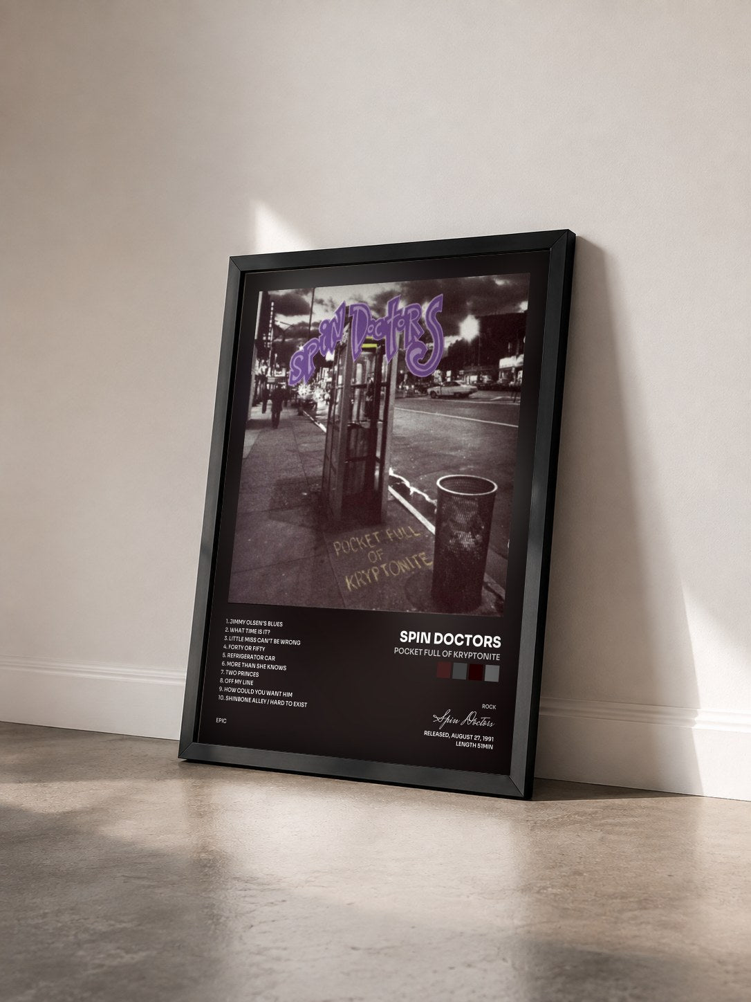 #noir Tableau de l'album Pocket Full Of Kryptonite de Spin Doctors vu de trois quarts, cadre noir