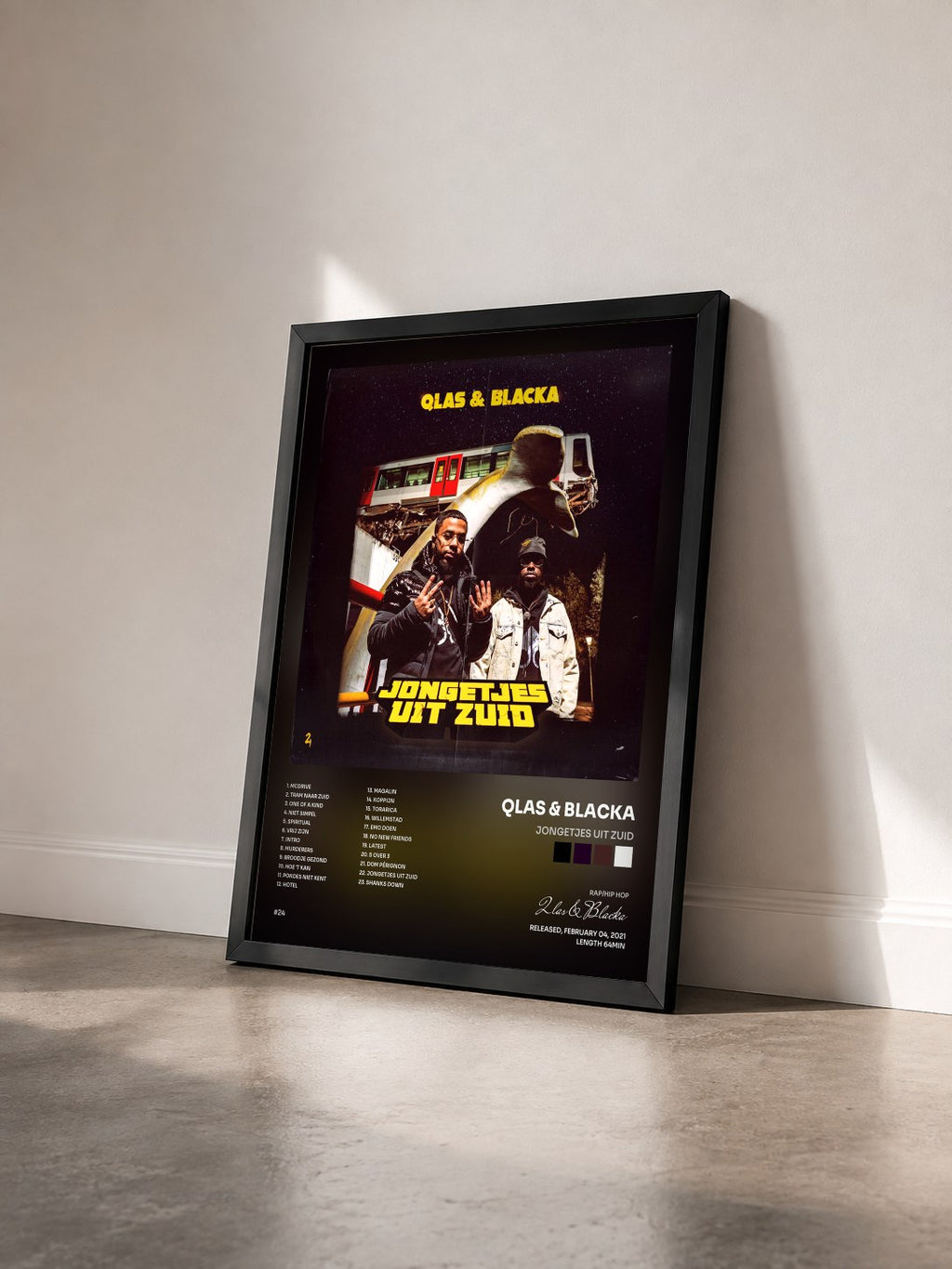 #noir Tableau de l'album Jongetjes Uit Zuid de Qlas & Blacka vu de trois quarts, cadre noir