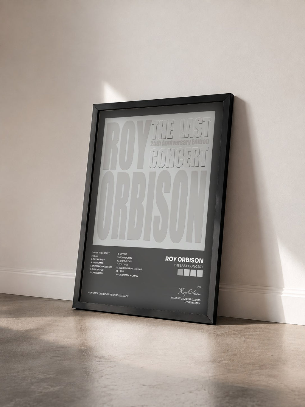 #noir Tableau de l'album The Last Concert de Roy Orbison vu de trois quarts, cadre noir