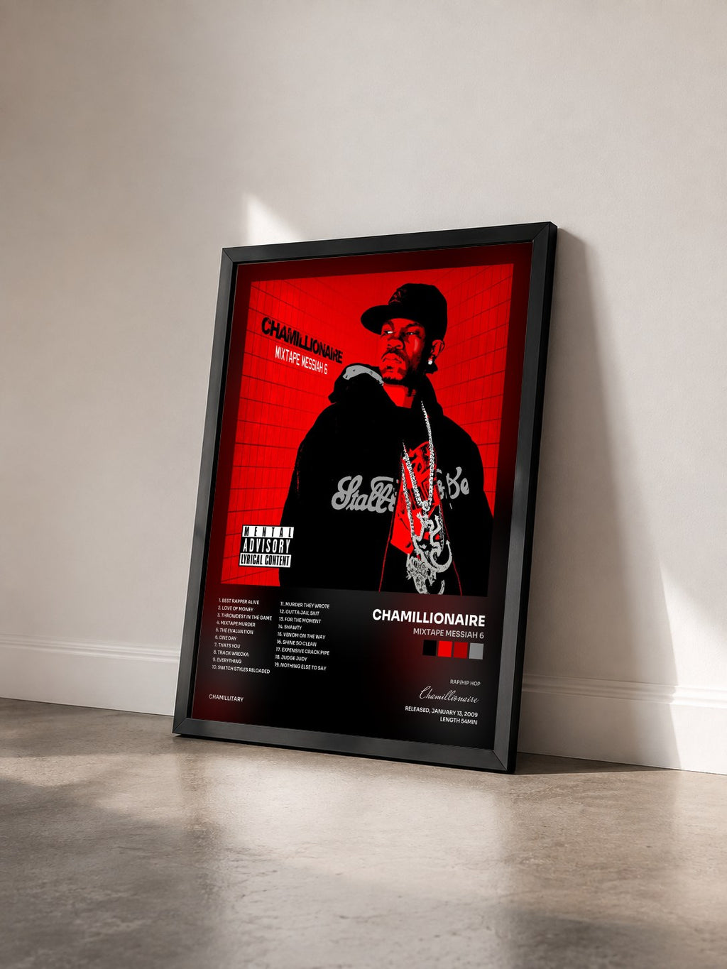 #noir Tableau de l'album Mixtape Messiah 6 de Chamillionaire vu de trois quarts, cadre noir