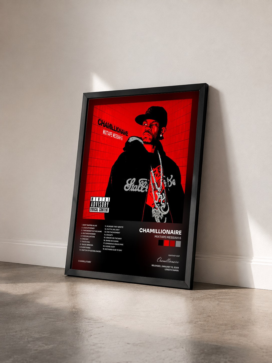#noir Tableau de l'album Mixtape Messiah 6 de Chamillionaire vu de trois quarts, cadre noir