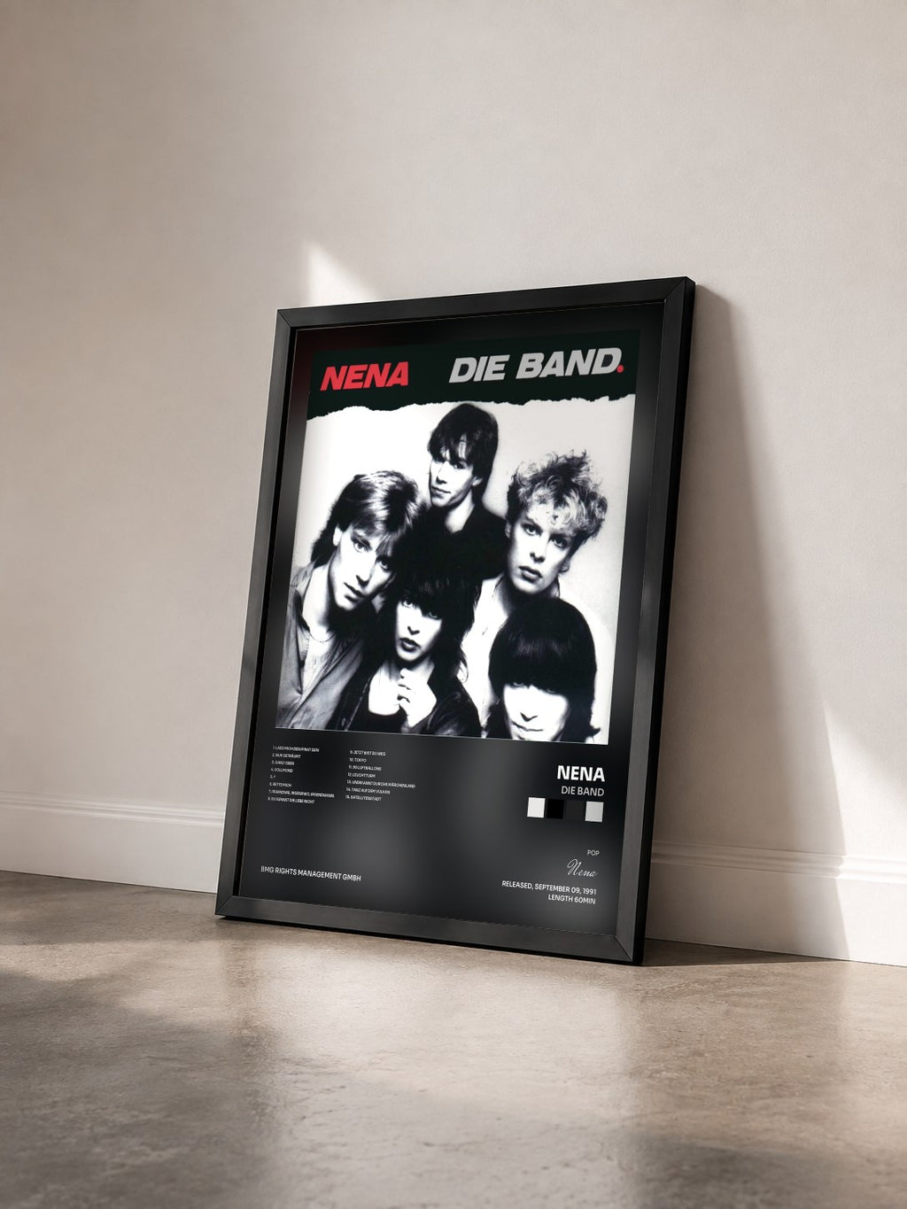 #noir Tableau de l'album Die Band de Nena vu de trois quarts, cadre noir