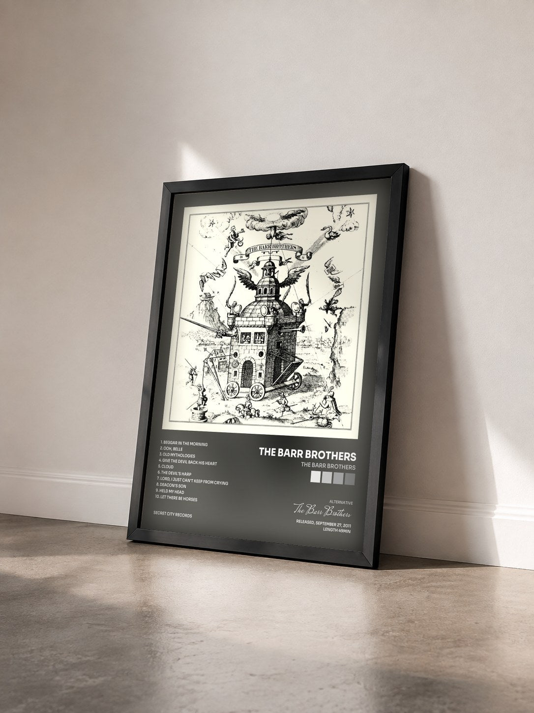#noir Tableau de l'album The Barr Brothers de The Barr Brothers vu de trois quarts, cadre noir