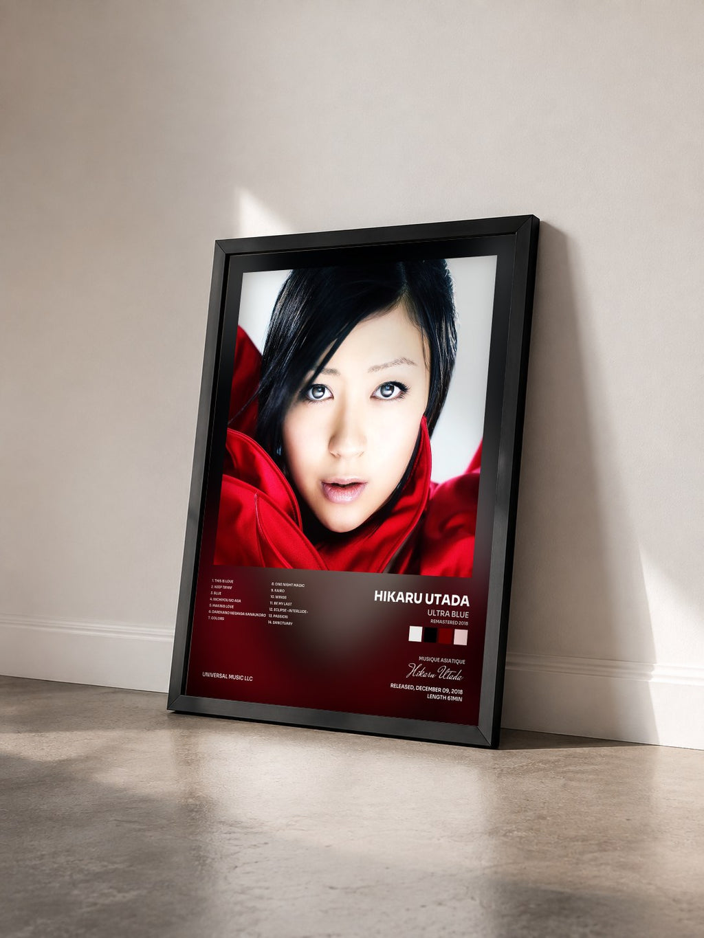#noir Tableau de l'album Ultra Blue (Remastered 2018) de Hikaru Utada vu de trois quarts, cadre noir
