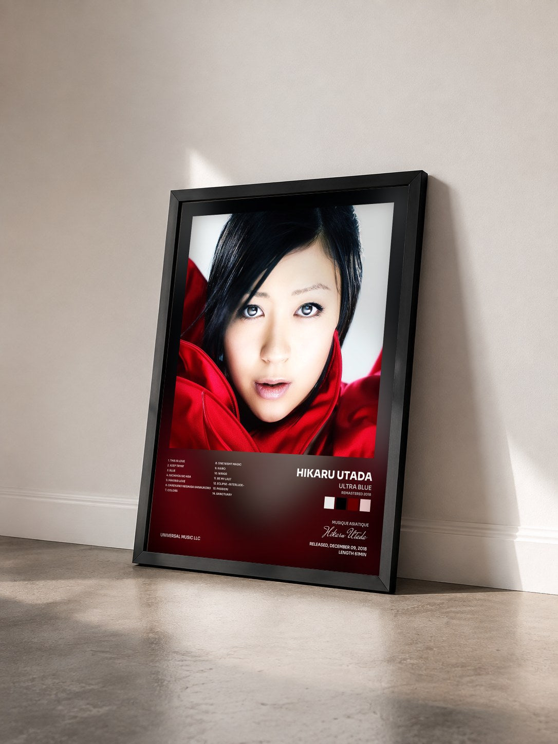 #noir Tableau de l'album Ultra Blue (Remastered 2018) de Hikaru Utada vu de trois quarts, cadre noir