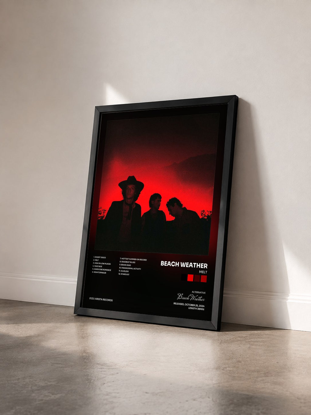 #noir Tableau de l'album Melt de Beach Weather vu de trois quarts, cadre noir