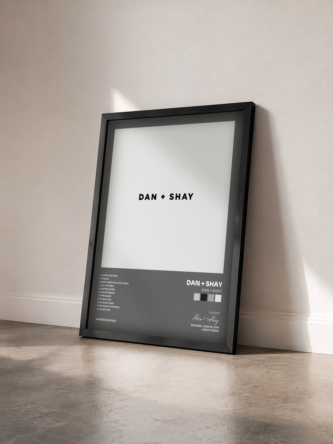 #noir Tableau de l'album Dan + Shay de Dan + Shay vu de trois quarts, cadre noir