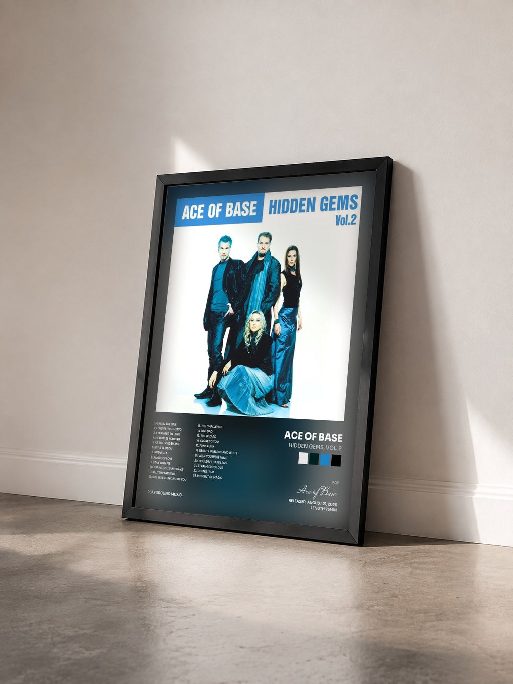 #noir Tableau de l'album Hidden Gems, Vol. 2 de Ace of Base vu de trois quarts, cadre noir