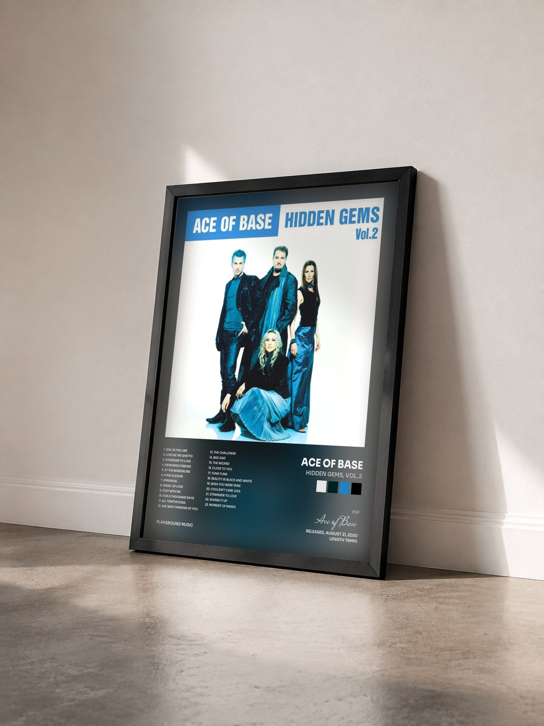 #noir Tableau de l'album Hidden Gems, Vol. 2 de Ace of Base vu de trois quarts, cadre noir