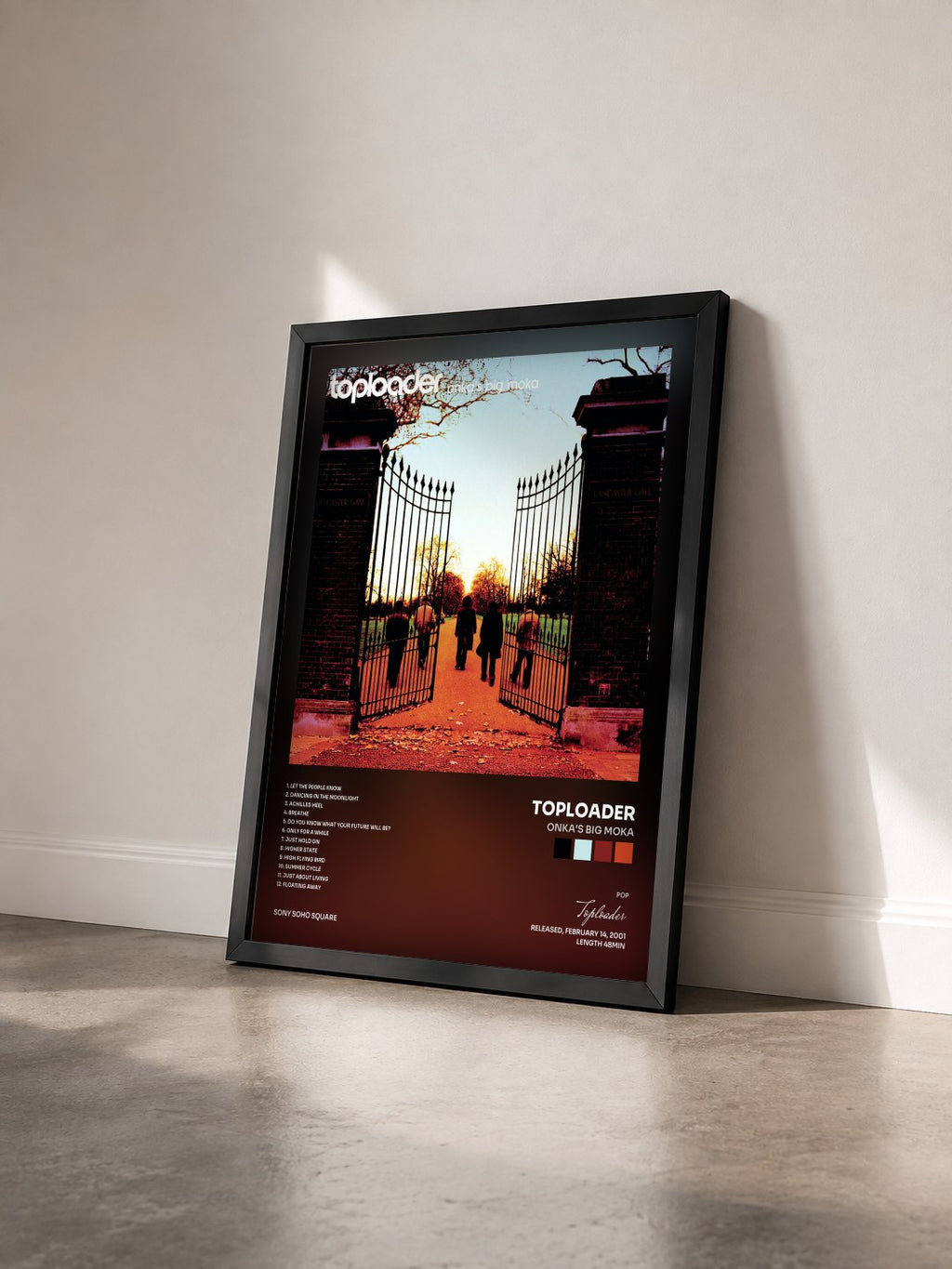 #noir Tableau de l'album Onka's Big Moka de Toploader vu de trois quarts, cadre noir