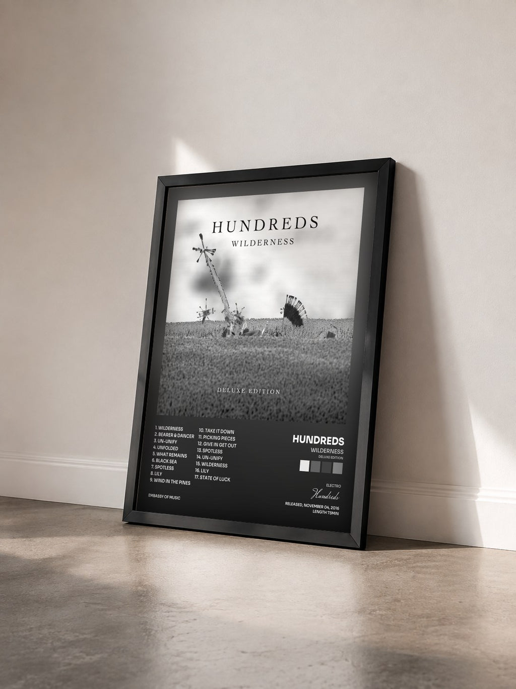 #noir Tableau de l'album Wilderness (Deluxe Edition) de Hundreds vu de trois quarts, cadre noir