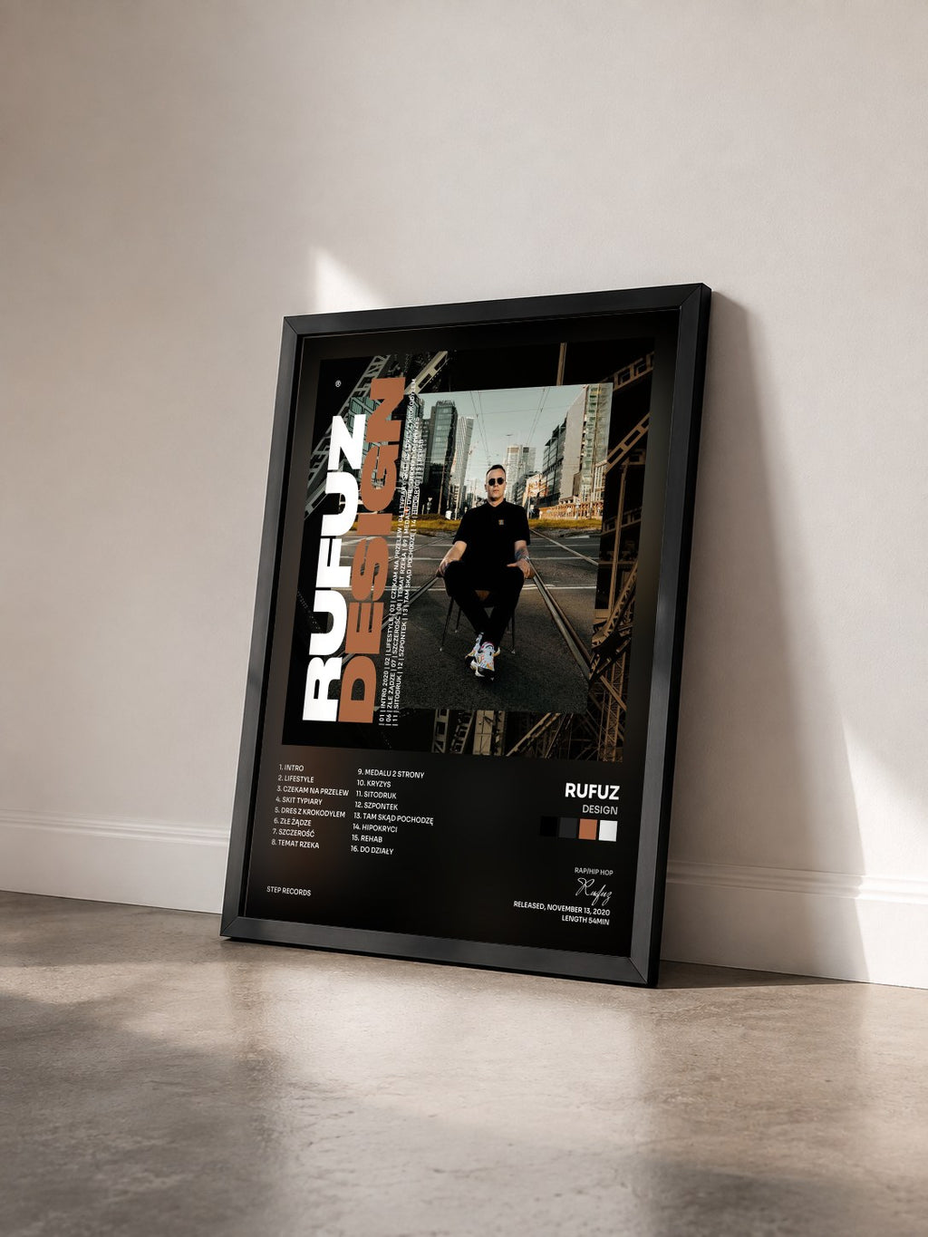 #noir Tableau de l'album Design de Rufuz vu de trois quarts, cadre noir