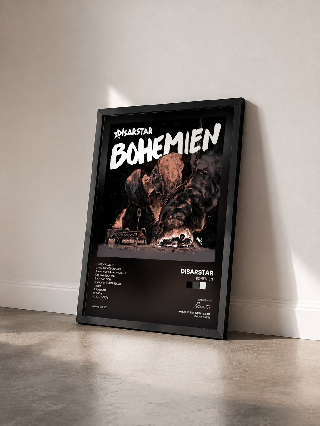 #noir Tableau de l'album Bohemien de Disarstar vu de trois quarts, cadre noir